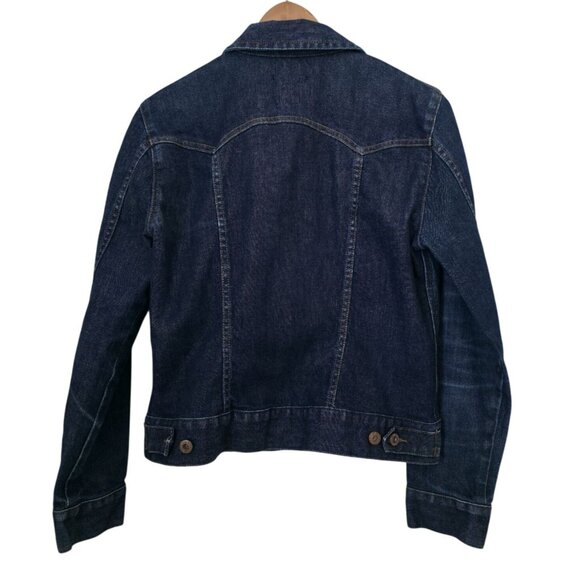 GAP Stretch Y2K Button Front Blue Denim Western Trucker Jacket Women's Sz M - Picture 2 of 5